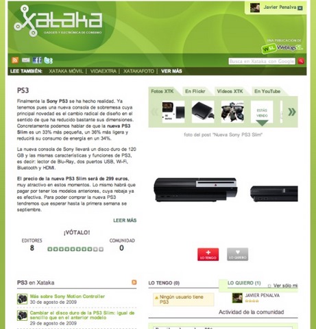 Pagina de producto en Xataka