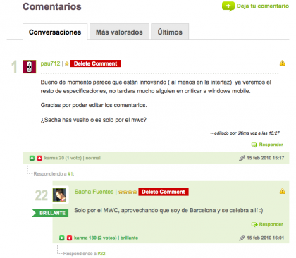 Nuevo sistema de comentarios