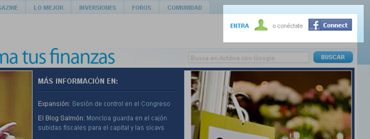 Dónde entrar desde la portada, en la esquina superior derecha