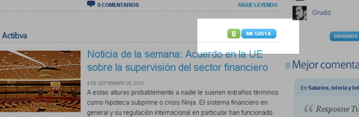 Botón para votar un artículo como favorito